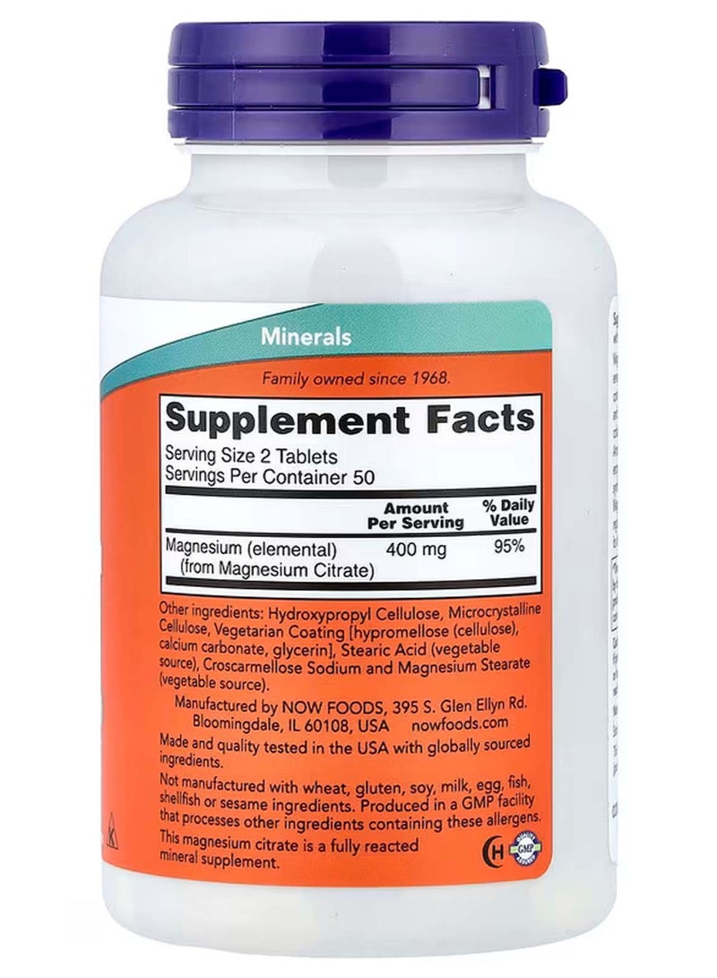 now Magnesium Citrate, 100 Tablets (200 mg per Tablet) - Image 2